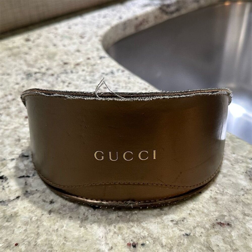 Gucci Brown Soft Shell Sunglasses Eyeglasses Case Luxury Solid